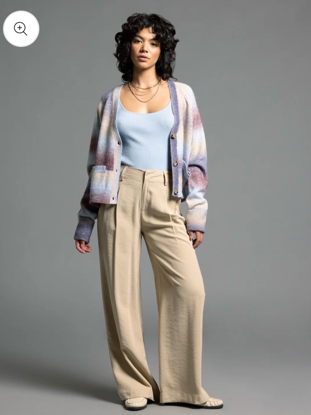 Weekend Los Angeles Bailey Stripe Cardigan Sweater L Coastal Boho Soft Knit